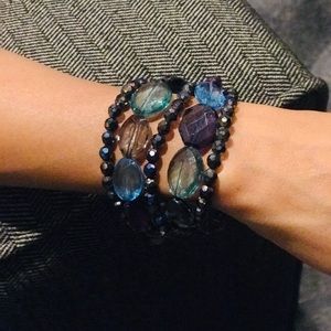 Multicolored (green, blue, purple), fun bracelet.